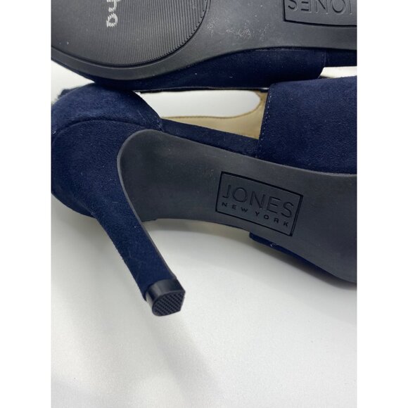 Jones New York Navy Blue Suede Cutout Heels With Back Zipper Size 8 Womens Shoes - Picture 14 of 14